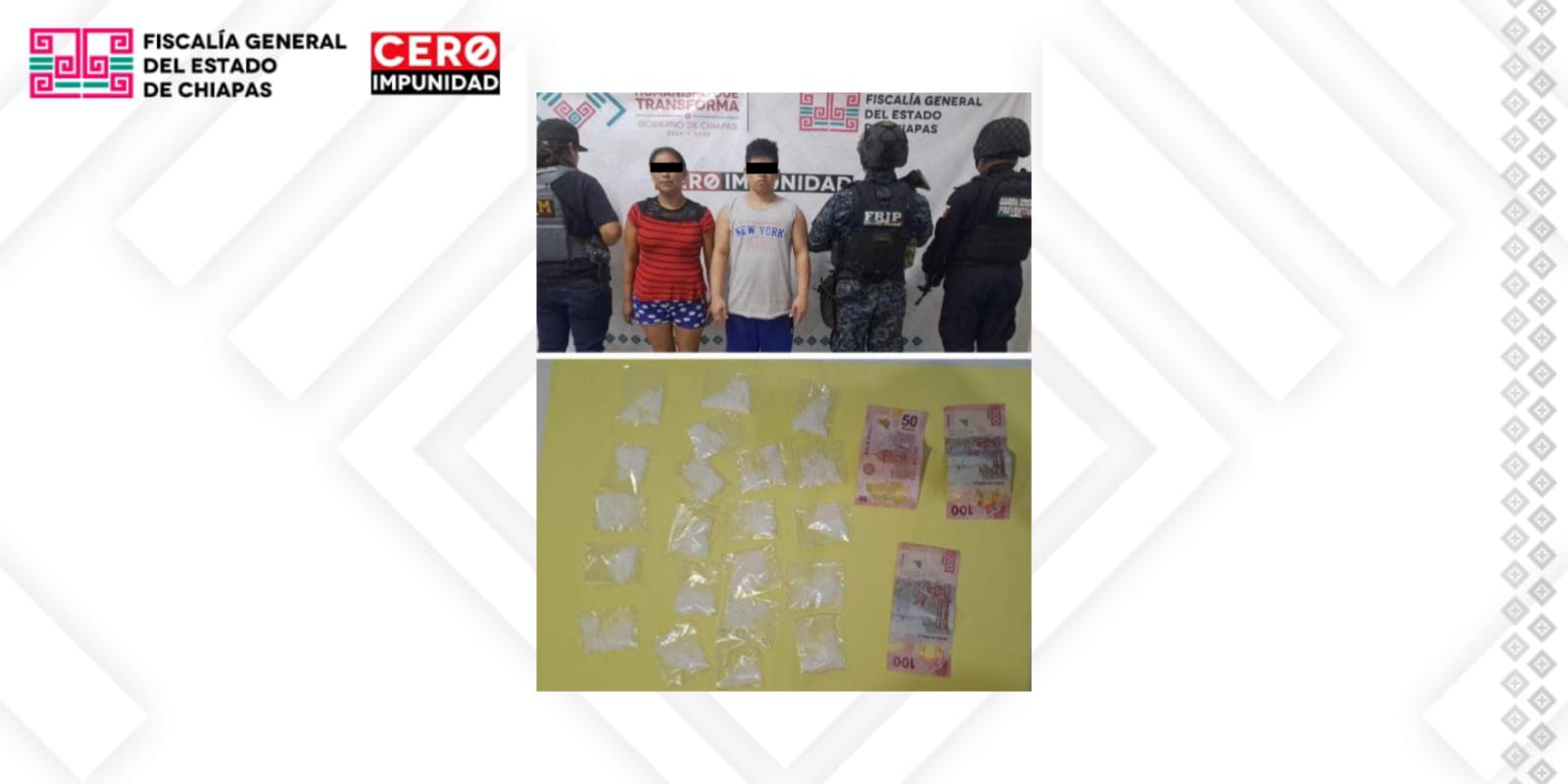 FGE y SSP detienen a dos personas por el presunto delito contra la salud en Villaflores
