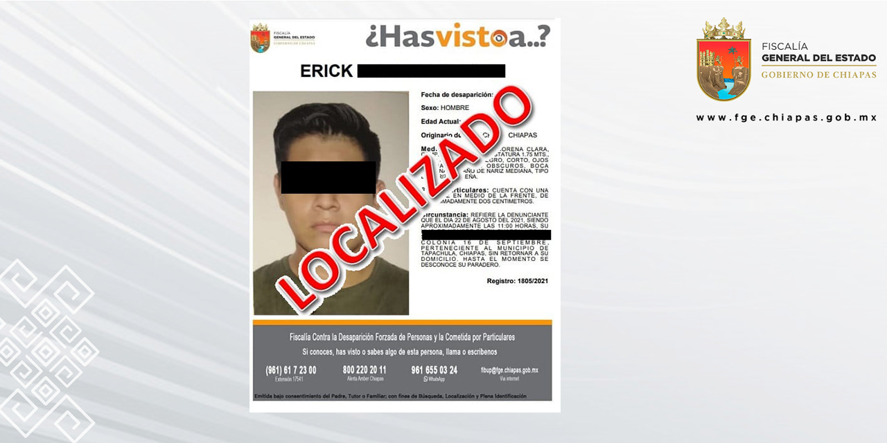 Localiza FGE en Tapachula a una persona del sexo masculino con reporte de  extravío - Fiscalía General del Estado